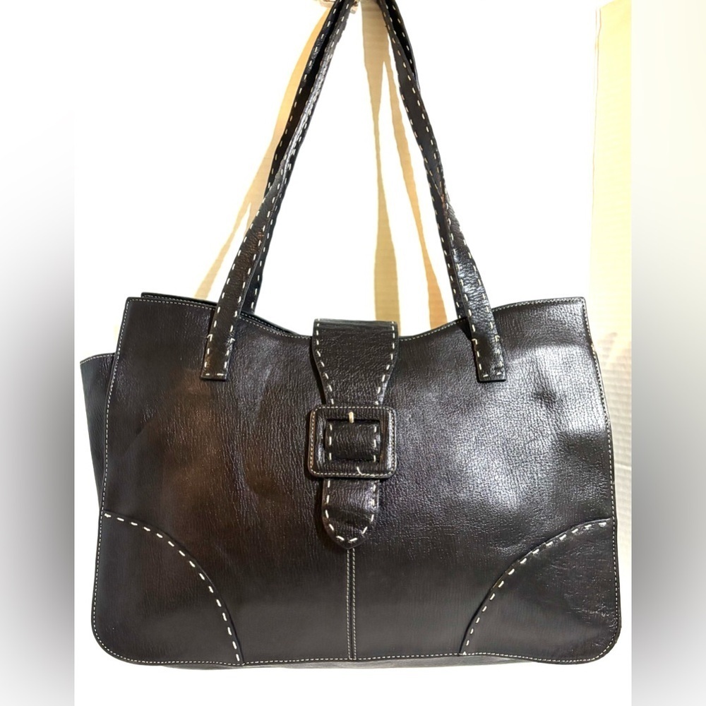 Elegant Black Leather Tote Bag